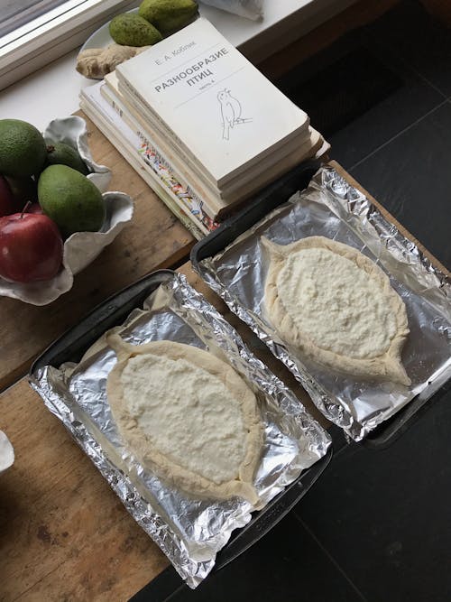 Uncooked Pastry on a Tray with Foil 