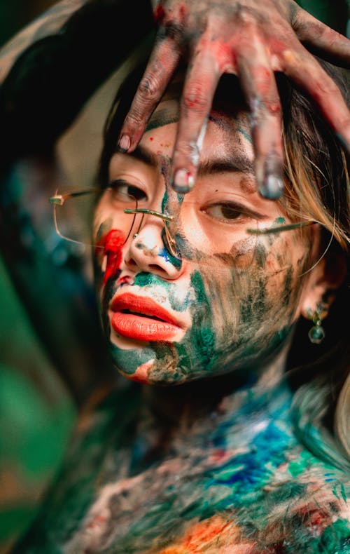 Free Close Up Shot of a Woman with Body Paint Stock Photo