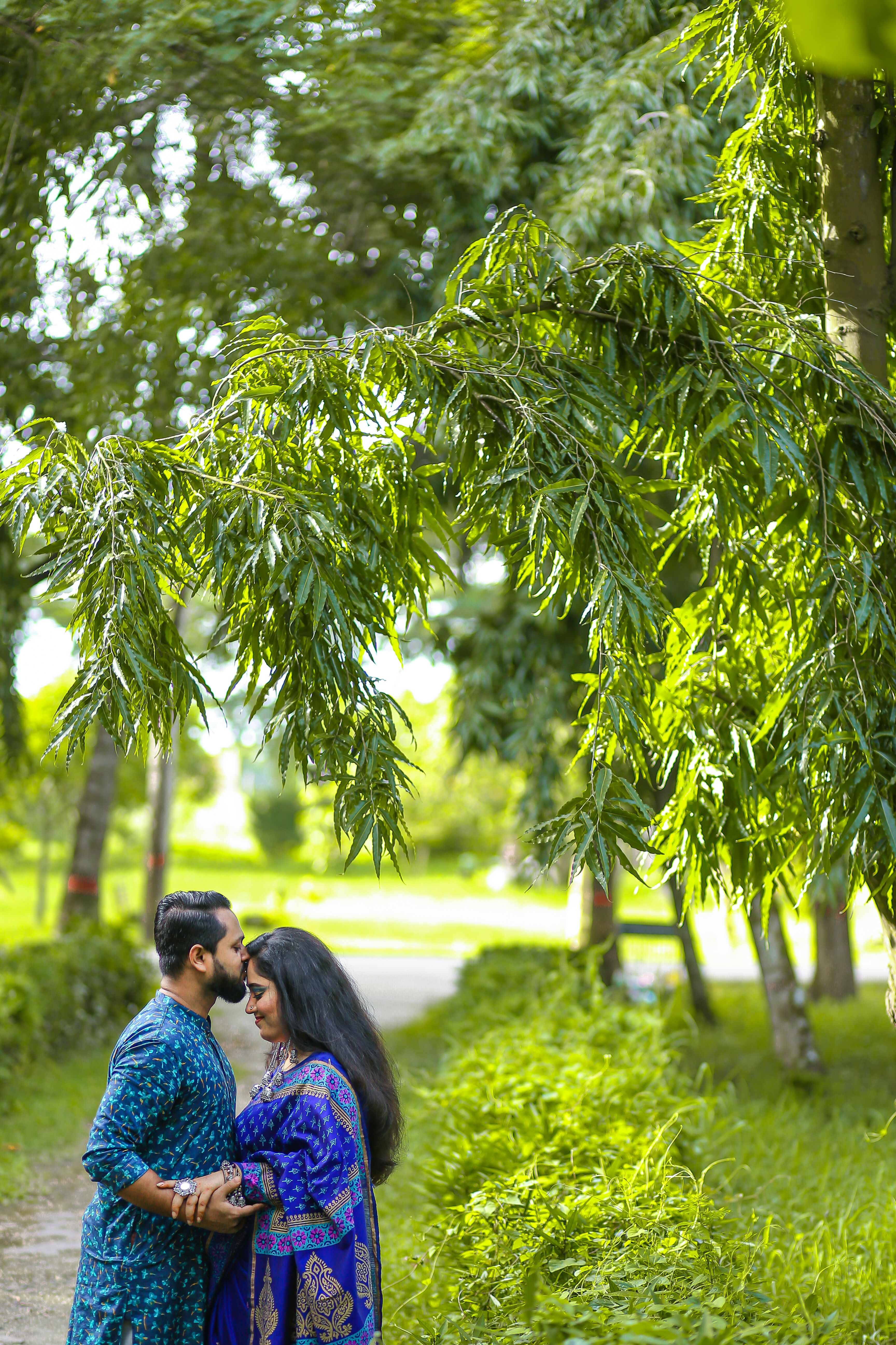 Couple sharing a romantic moment outdoors