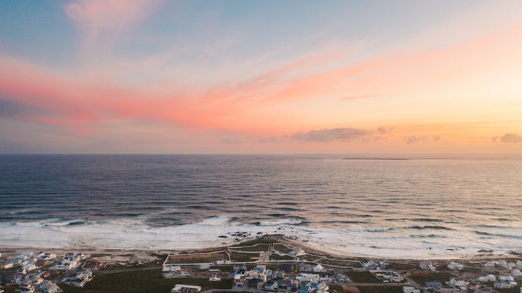 Aerial Shot Of Beach Front Properties