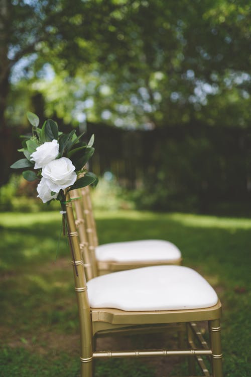 Free Couple's Chairs Set for a Garden Wedding Stock Photo