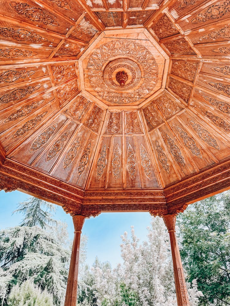 Orate Design Of A Gazebo Ceiling In A Park