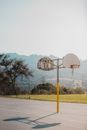 White Basketball Hoop Near Green Trees