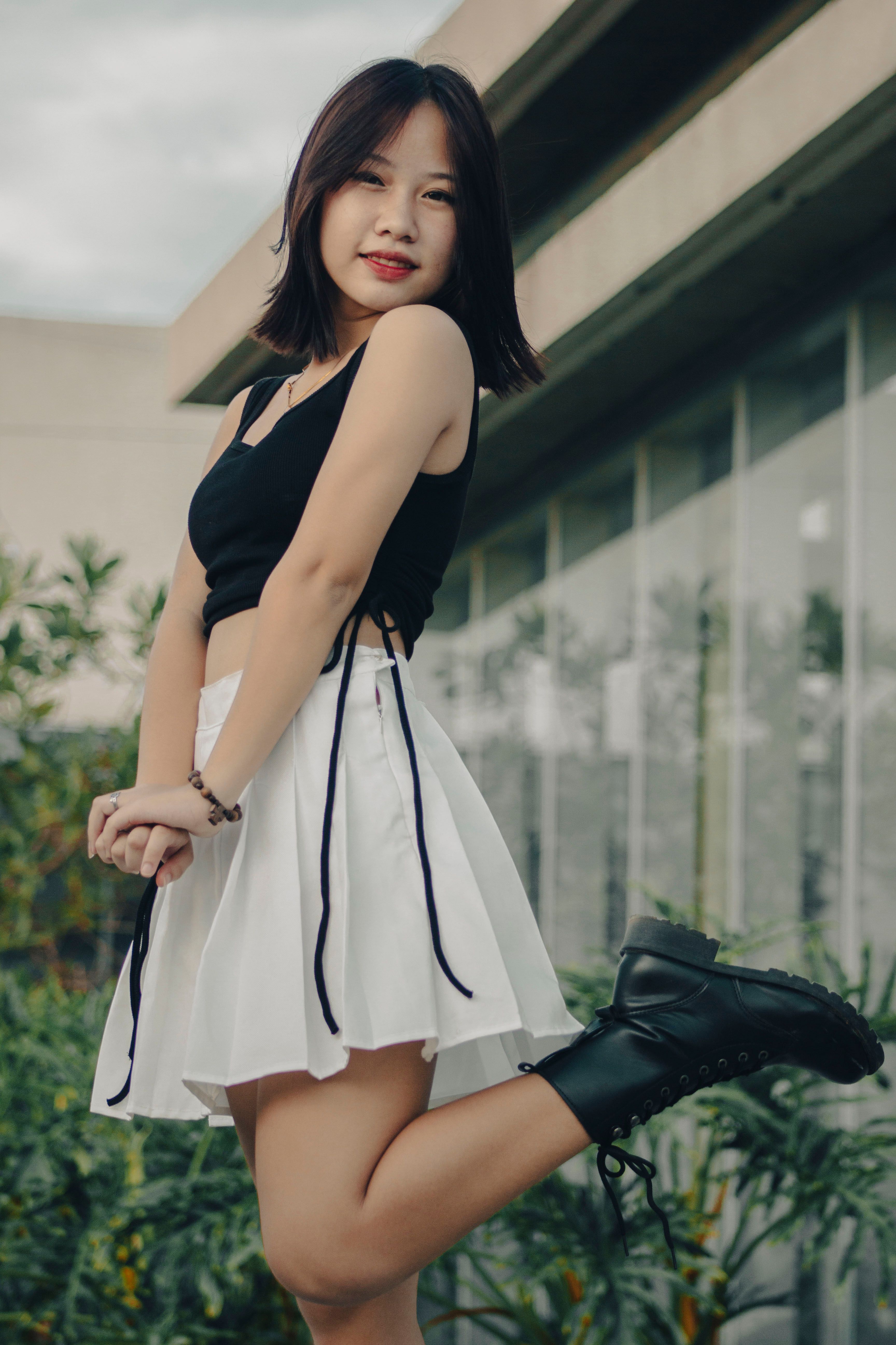 Woman in Black Crop Top and White Skirt · Free Stock Photo