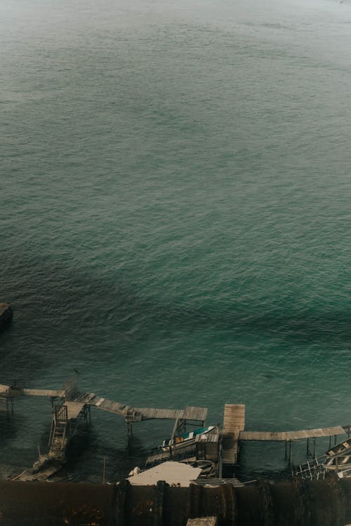 Wooden Bridges Above the Sea Water