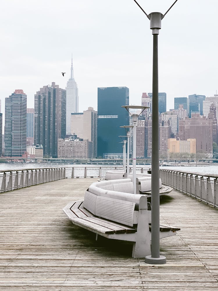 Empty Bench On Boardwalk