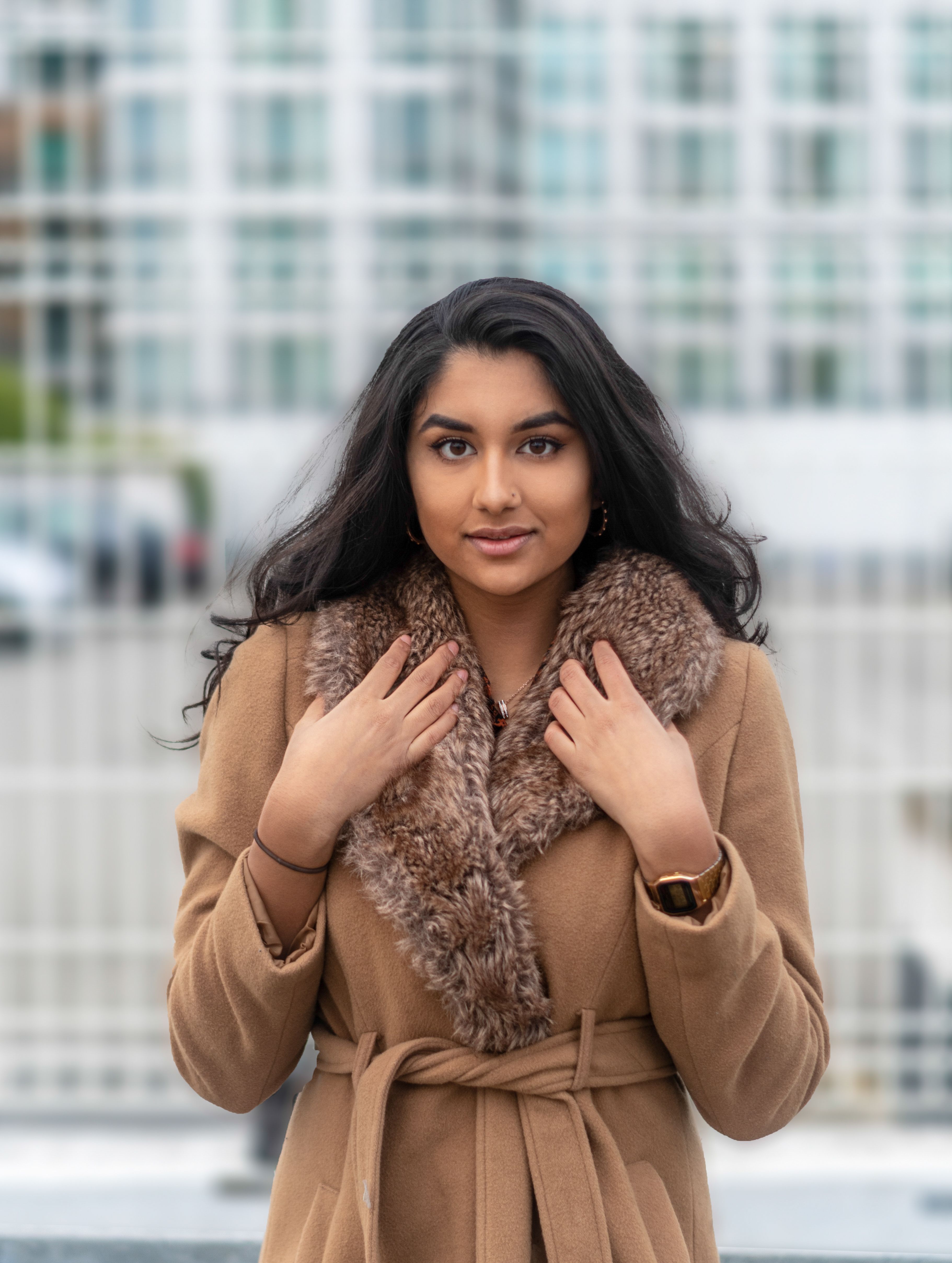 Woman in Brown Coat Standing · Free Stock Photo