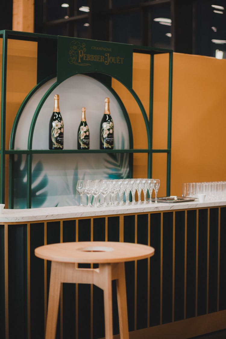 Bottles And Glasses On Counter