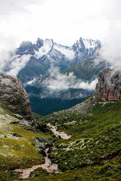 Free River Flow in the Mountain Valley Stock Photo