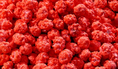 Red Popcorn in Close Up Photography