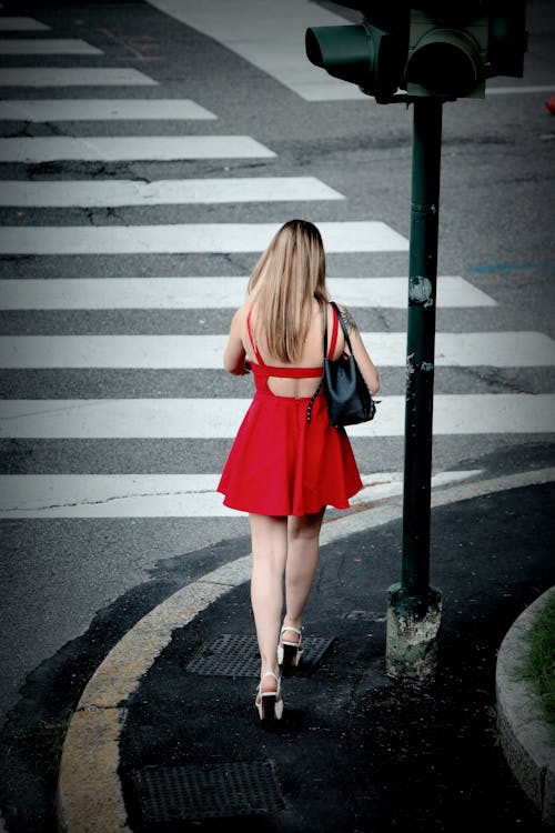 Back View of a Woman in Red Dress · Free Stock Photo