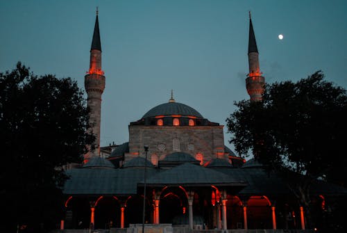 Bright Lights Brightening a Building Mosque