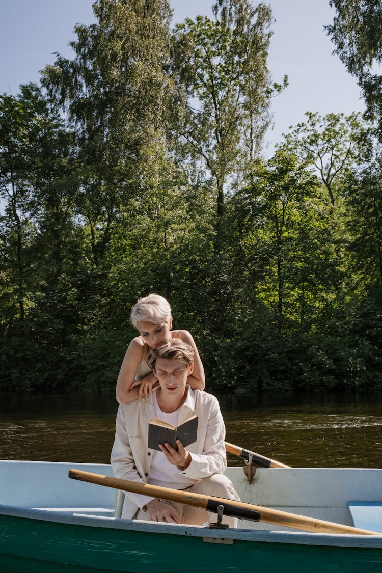 Romantic Couple Riding On The Boat