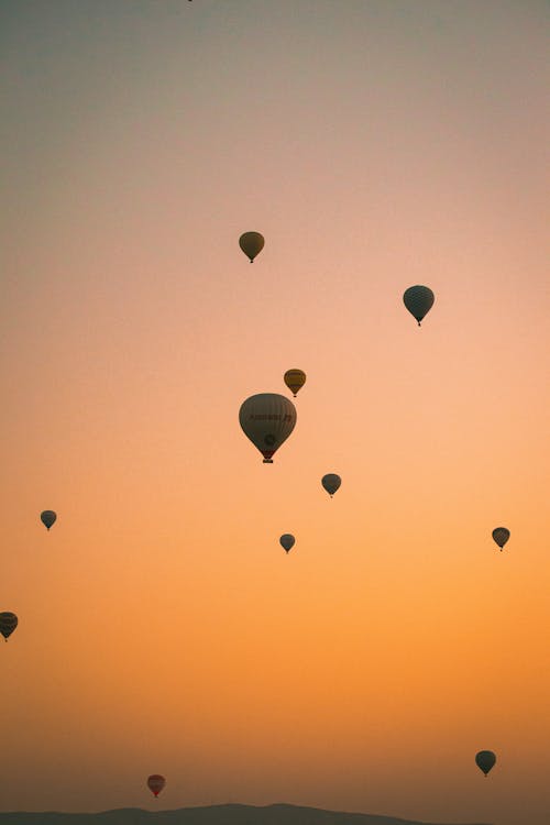 Foto d'estoc gratuïta de claror crepuscular, en l'aire, globus aerostàtics