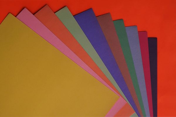Assorted coloured craft paper sheets