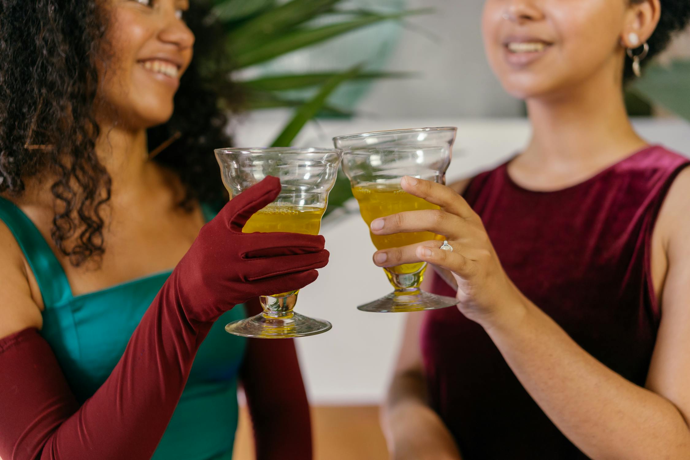 group of friends toasting at a party