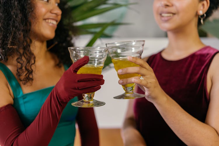 Women Cheering Their  Drinking Glasses