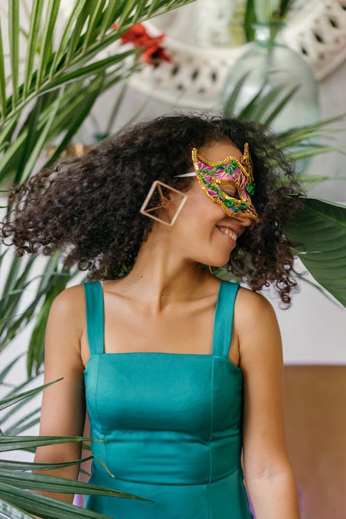 Woman Wearing Mask Flipping Her Hair