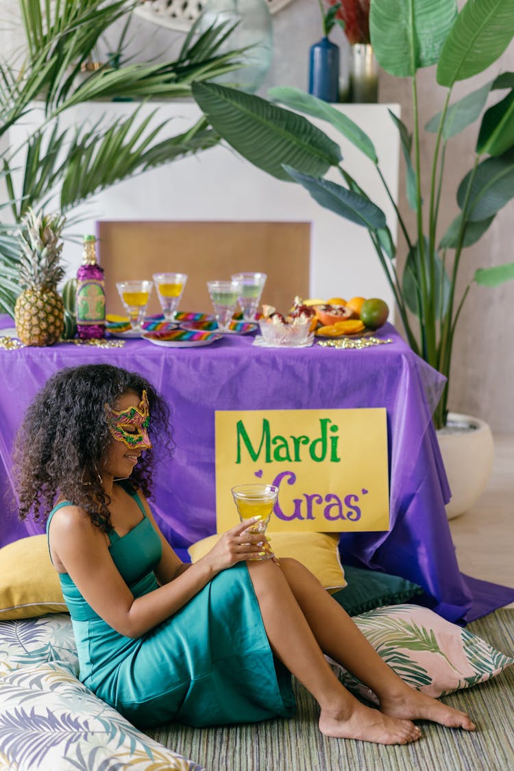 A Woman Celebrating Mardi Gras