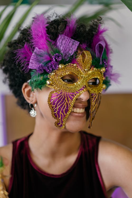 Smiling Woman in a Carnival Mask