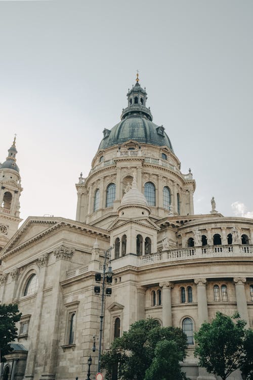 Low Angle Shot of St Stephen's Basilica in Budapest Hungary