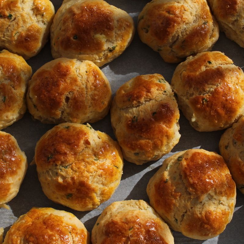 Sourdough Cheddar Scallion Drop Biscuits