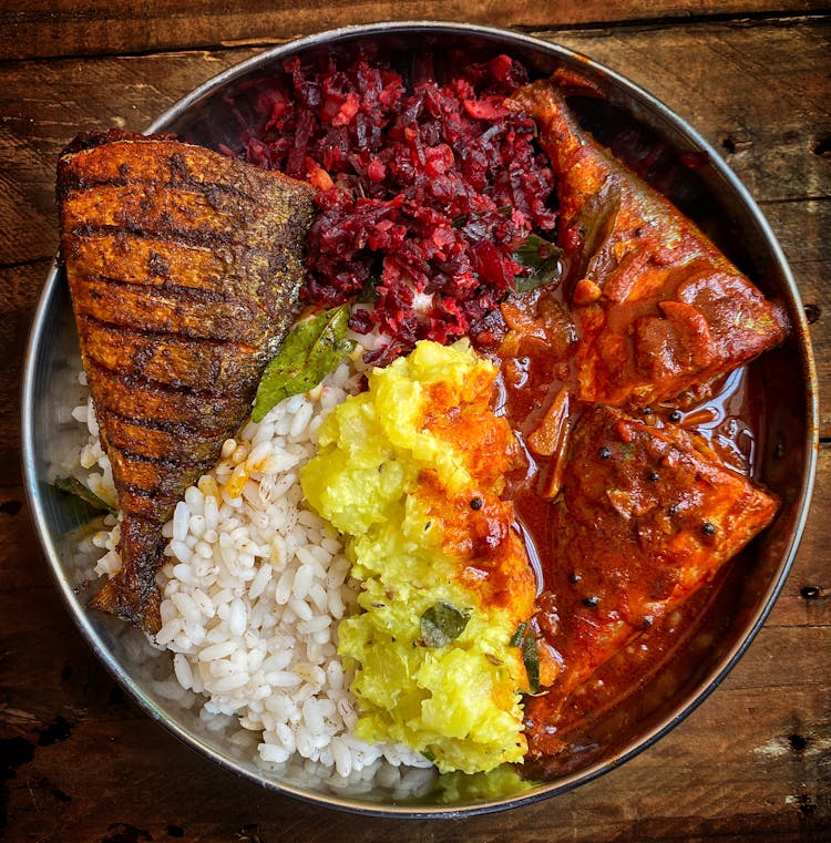 Cooked Food On Stainless Bowl