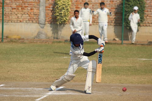 Free Player Swinging a Cricket Bat Stock Photo