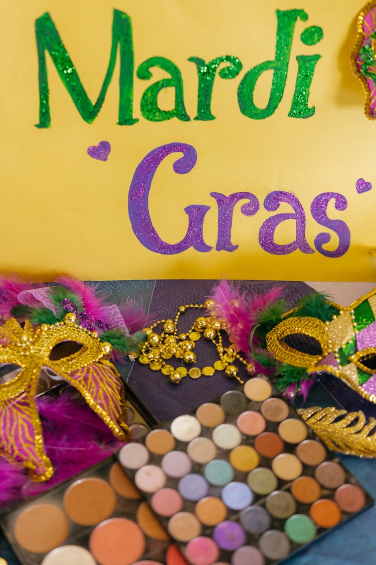 Masquerade Masks And Makeup Palettes