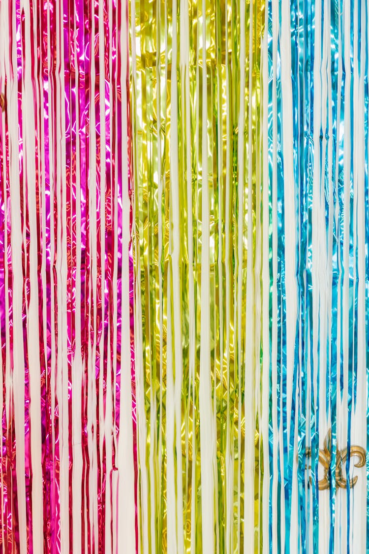 Colorful Foil Curtain In A Party