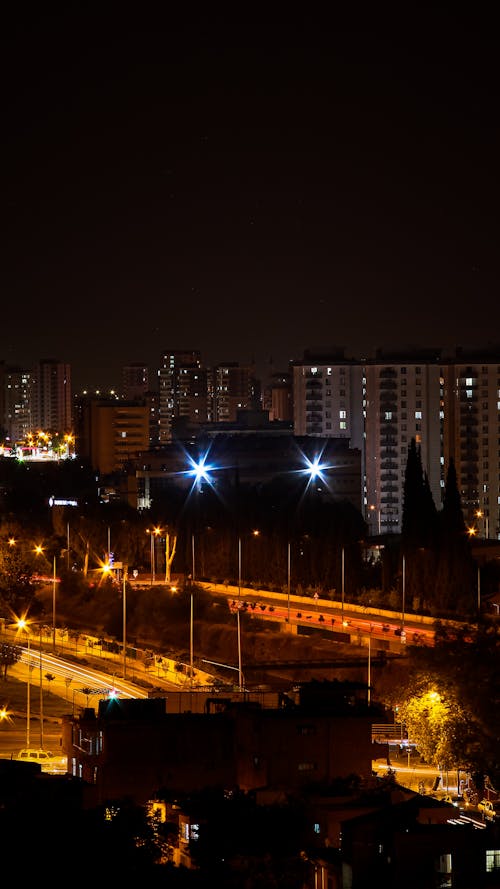 City at Night under Clear Sky
