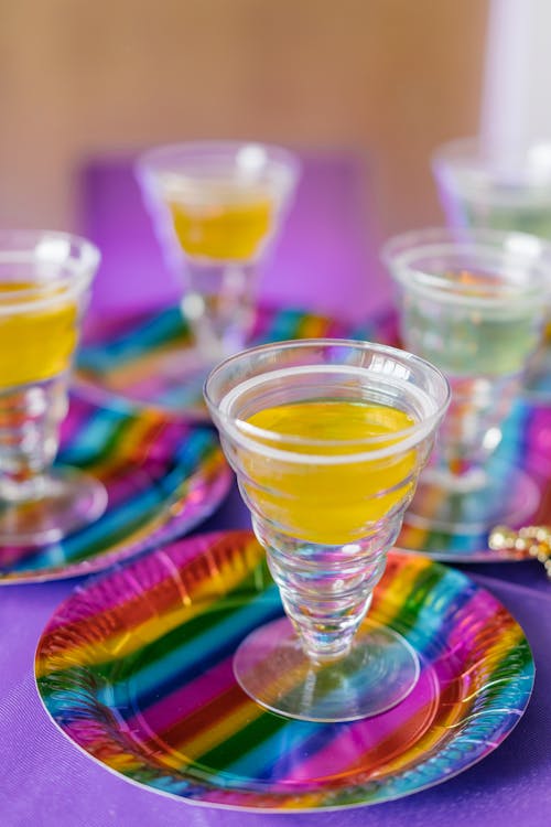 Close-Up Shot of Glasses of Drink