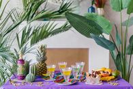 Pineapple Fruit on Purple Table Cloth