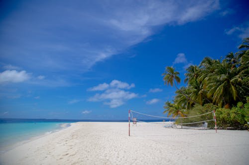 Volleyball Net on White Sand Beach Resort