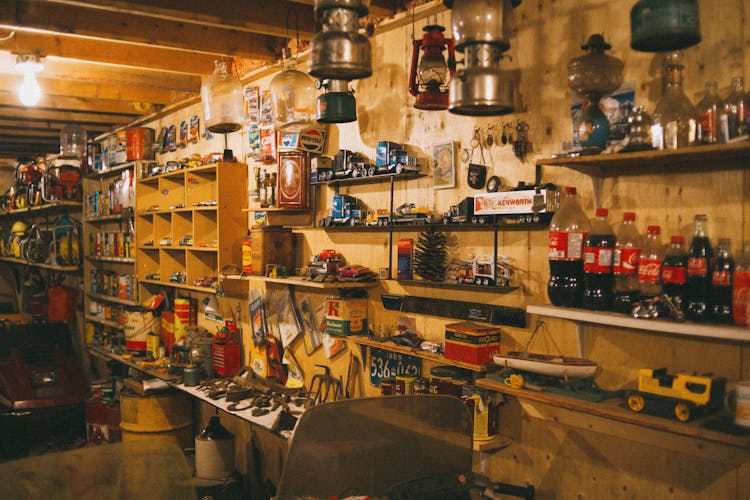 Full Shelves In Garage Workshop