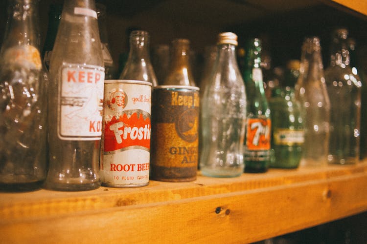 Vintage Soda Bottles And Cans