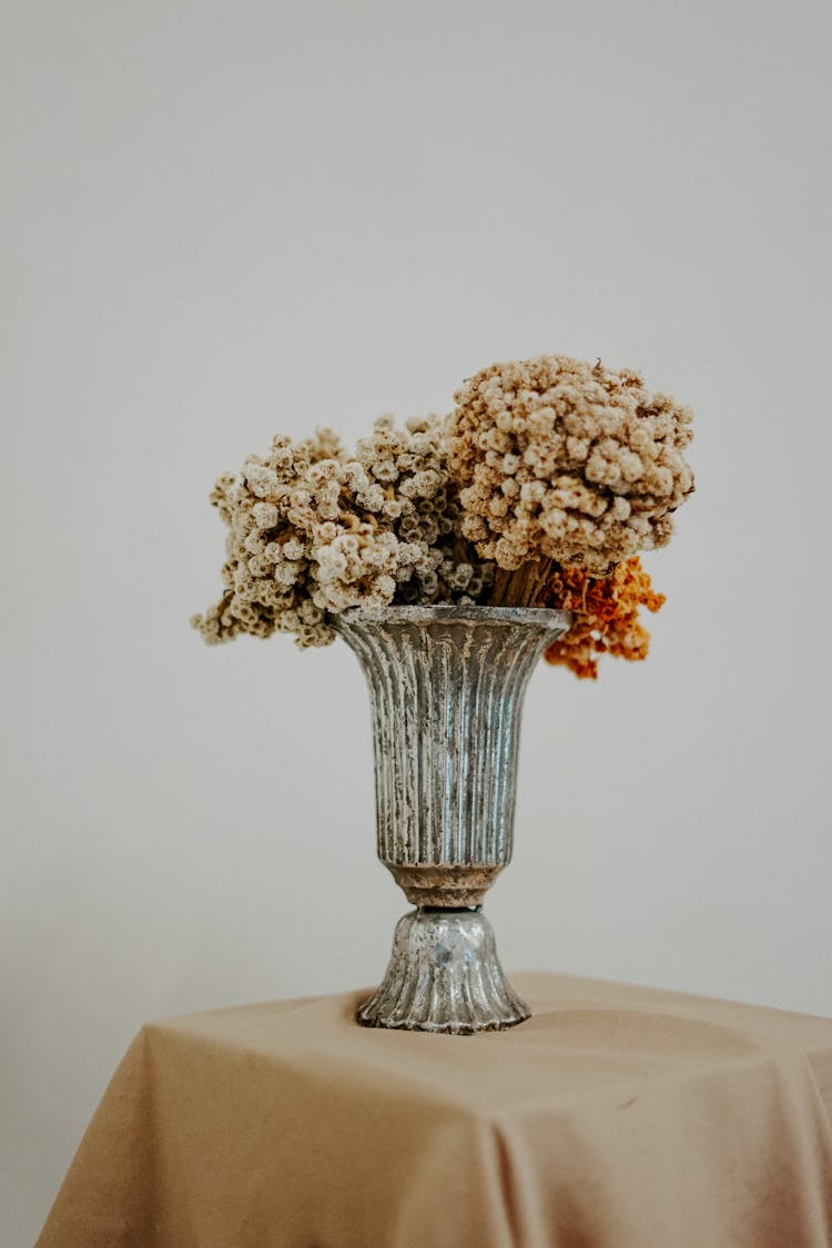 Flowers In Silver Vase