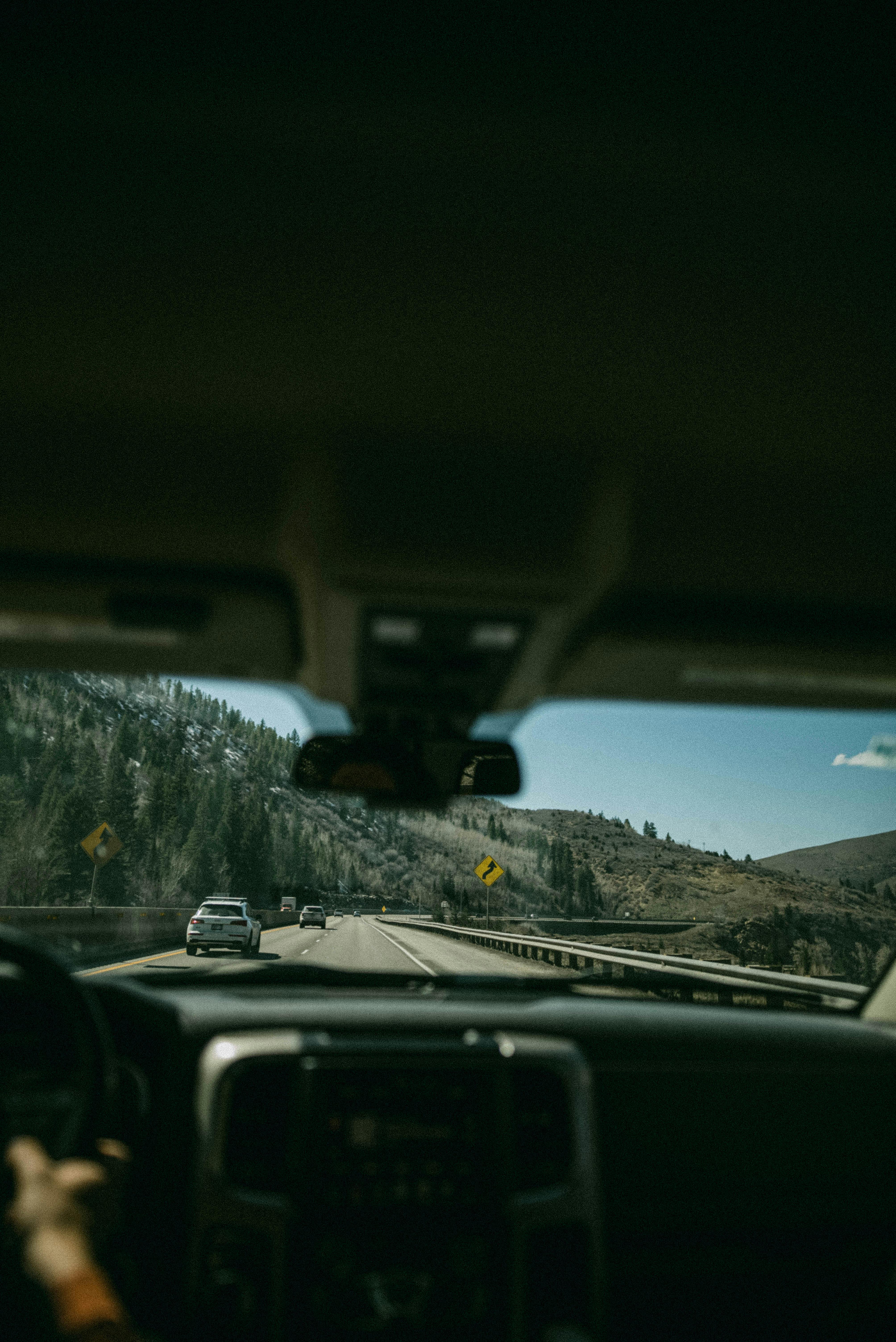 road view from inside a car