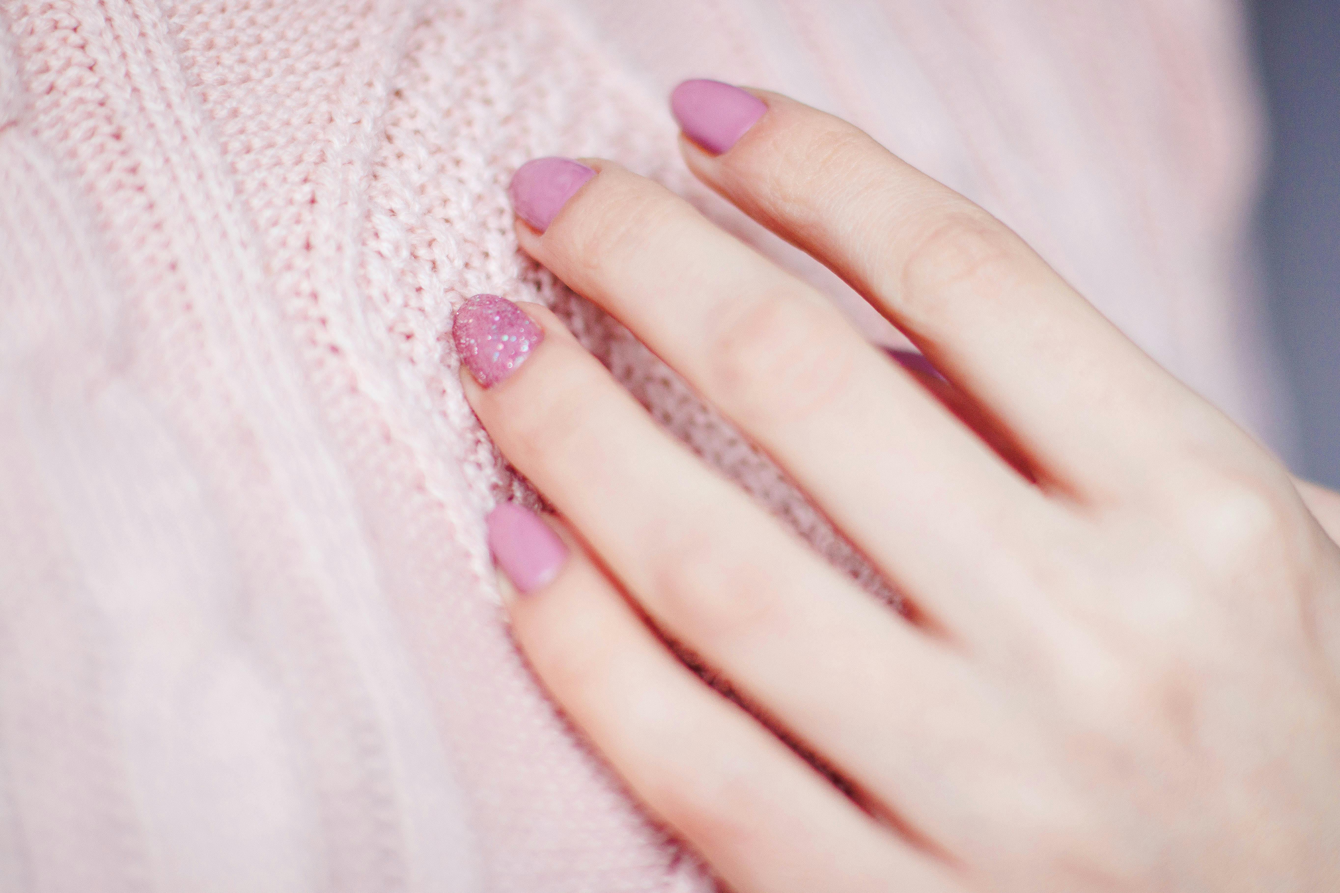 Perfect Pink and Grey Nails Stock Photo - Image of closeup