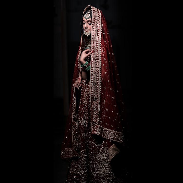 A Woman In Traditional Wedding Dress