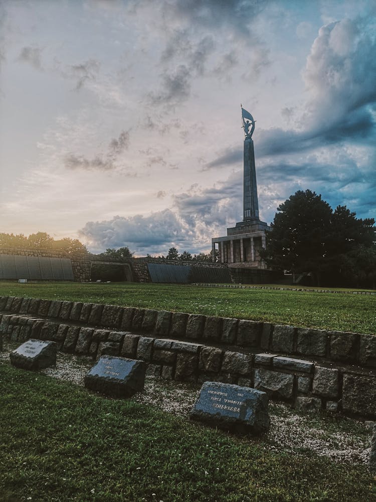 Photo Of Slavin War Memorial In Bratislava, Slovokia Under A Gloomy Sky