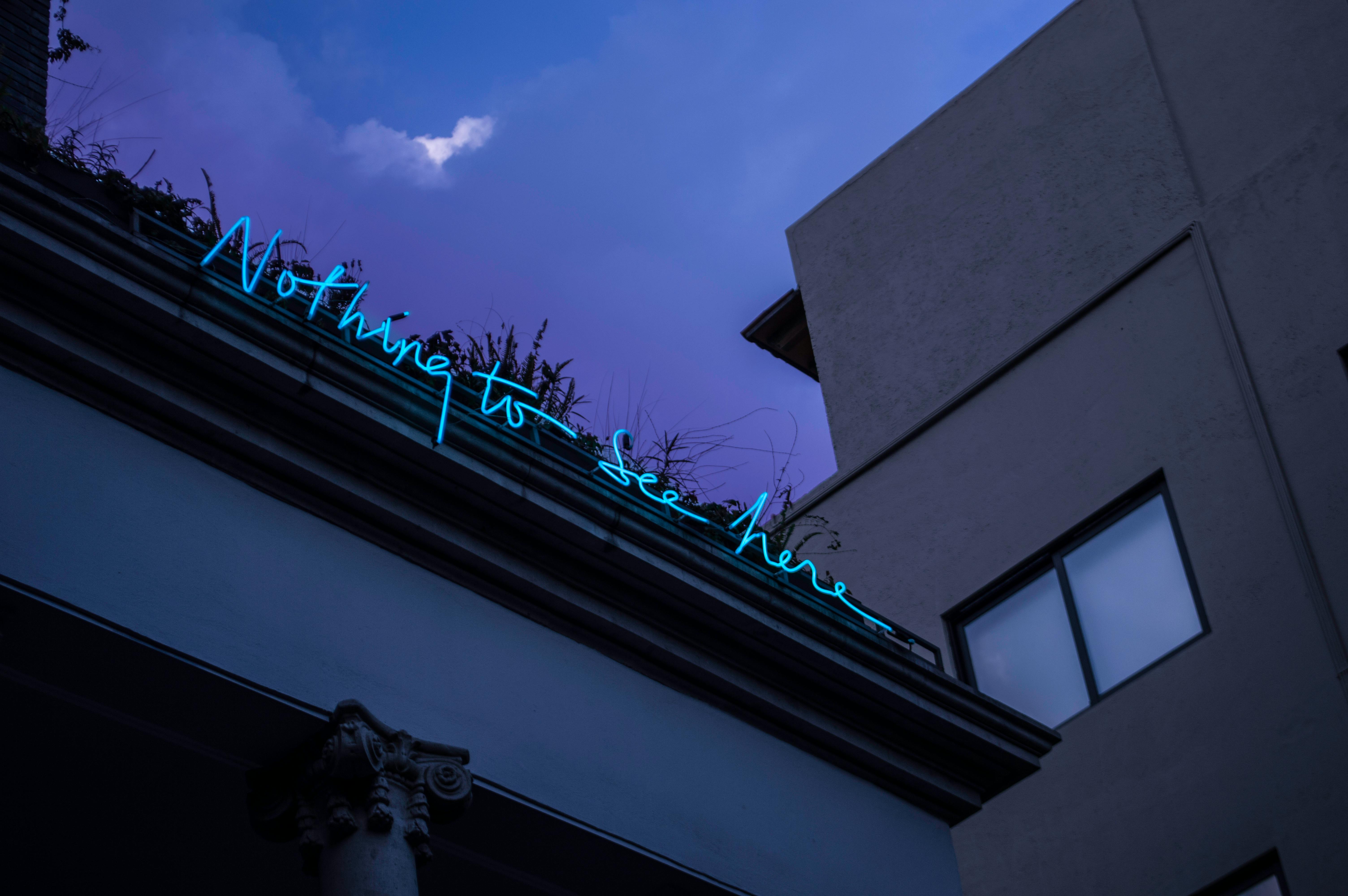 Nothing to See Here Wallpaper 4K, Purple aesthetic, Neon sign