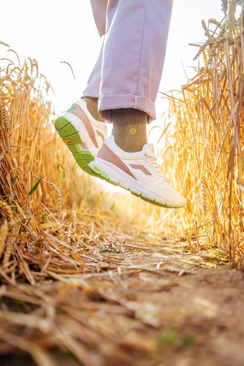 A Person Wearing Green and White Nike Shoes