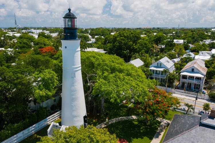 Aerial Shot Of The Key West Lighthouse In Florida