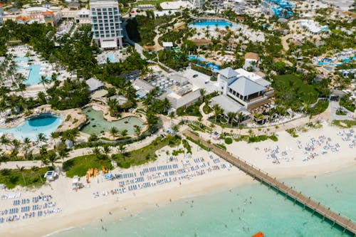 Aerial View of People on Beach