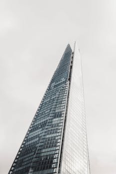 伦敦碎片大厦的低角度现代建筑视图