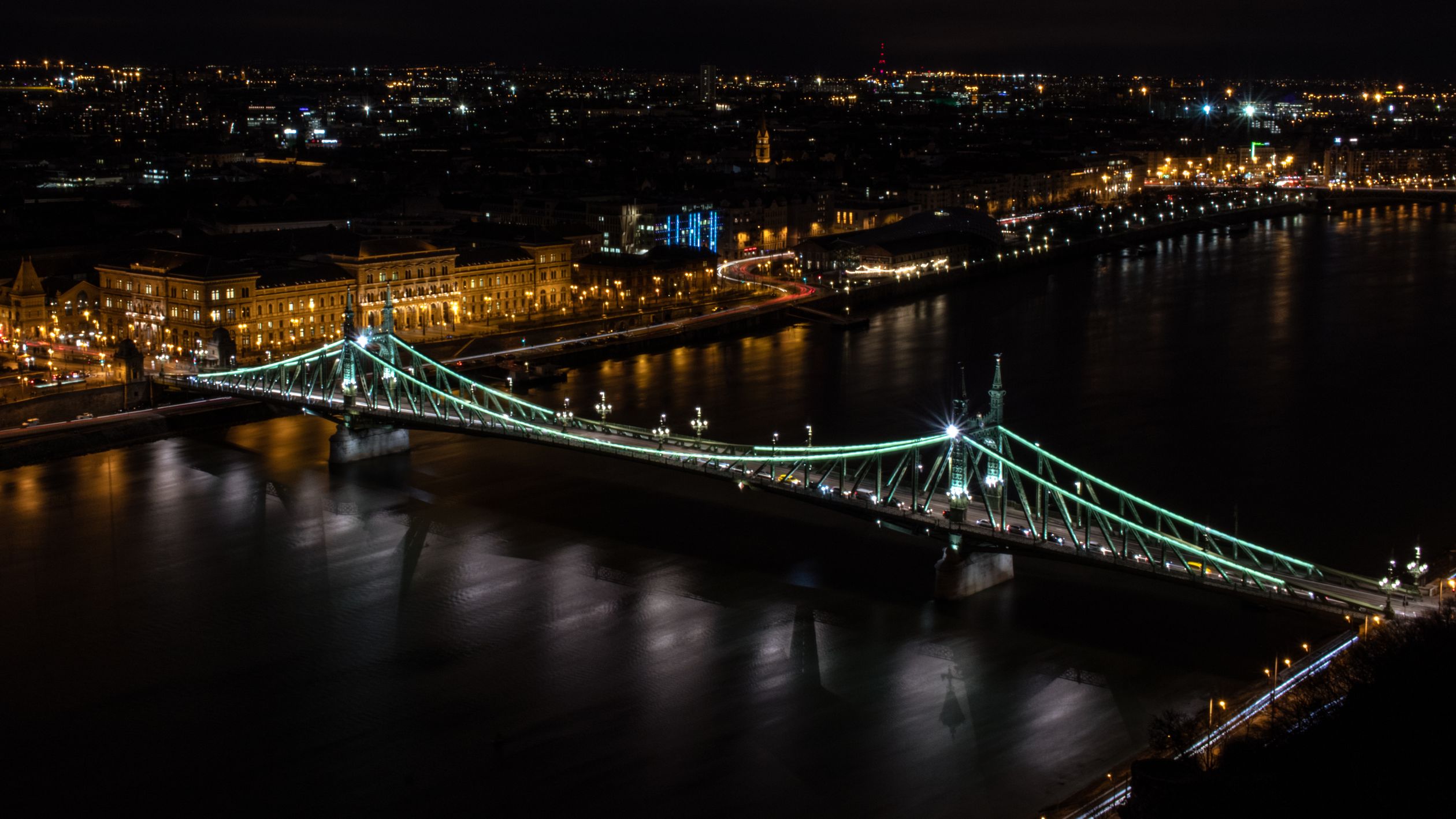 Aerial View of Bridge at Night · Free Stock Photo