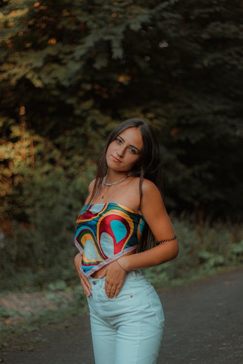 A Pretty Woman in Bandana Top Posing