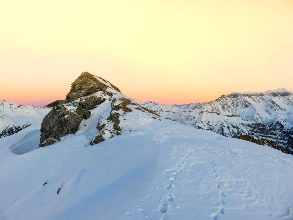 Gray Mountains Covered With White Snow