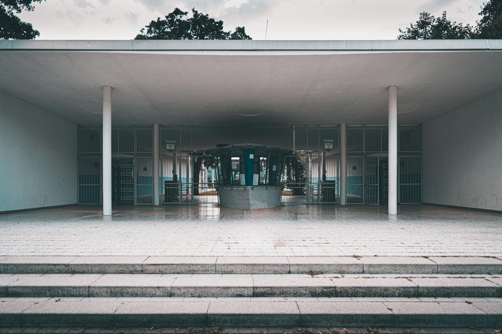 Kiosk in Front of a Gated Entrance